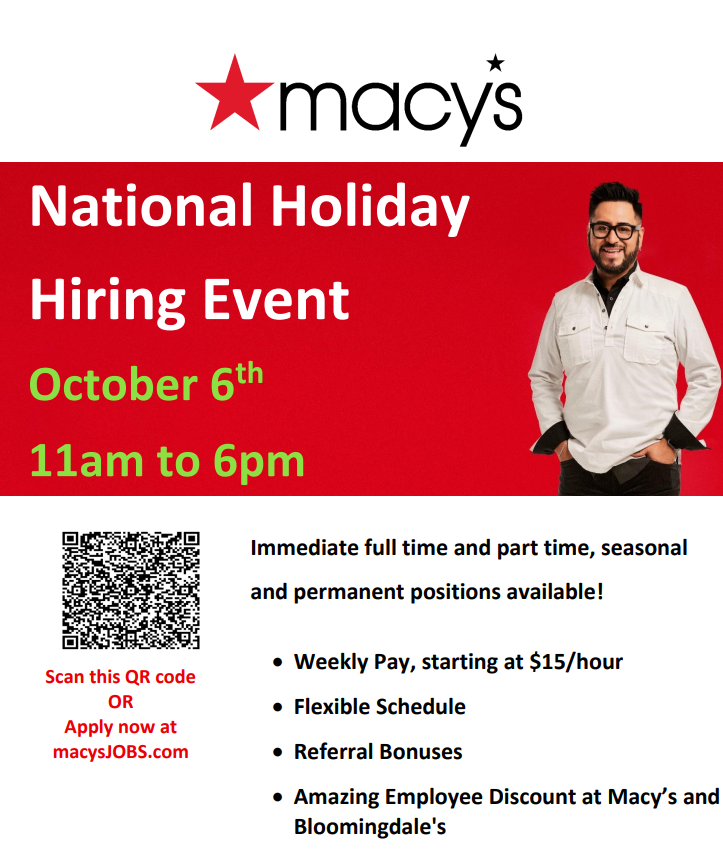 National Holiday Hiring Event Galleria Ft. Lauderdale